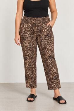 Westbound Pants Womens 14 Short Leopard Print Cropped Ankle Stretch Pull On